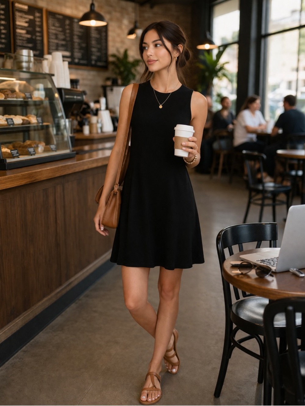 UNIQLO Black Sleeveless Fit & Flare Dress XS Minimalist Classic Casual Chic